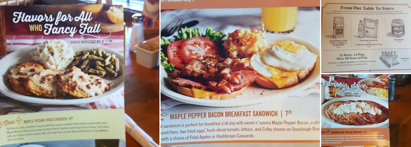Cracker Barrel Old Country Store Menu