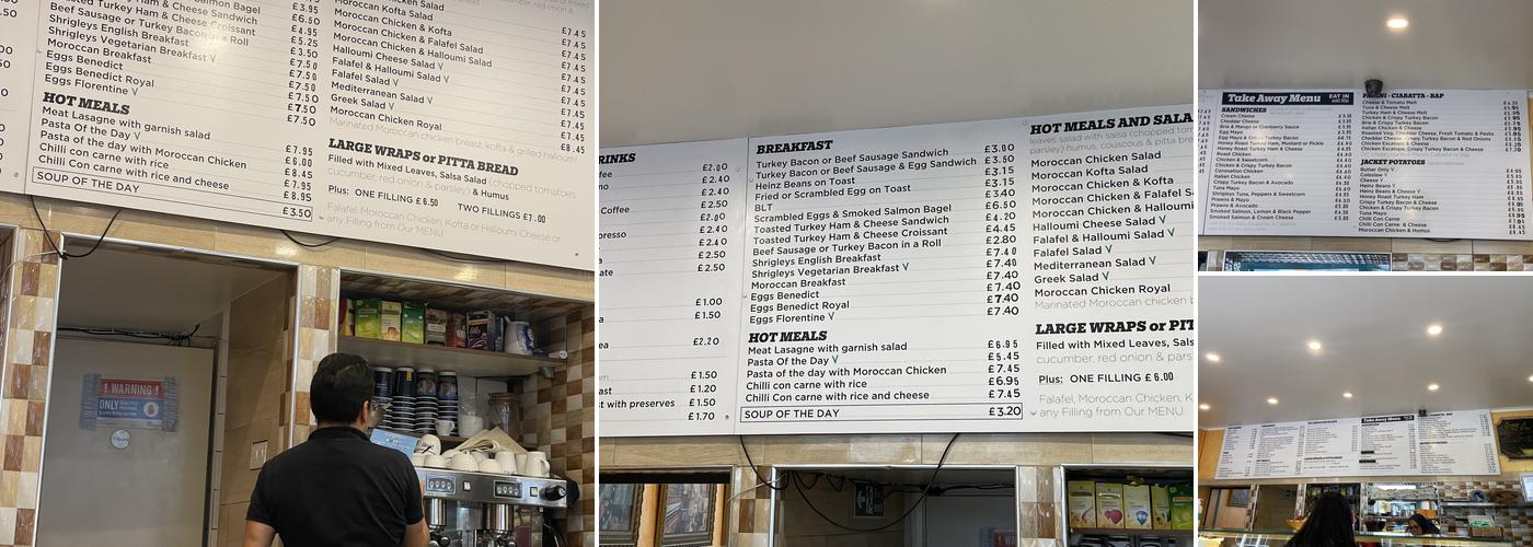 Shrigley's Moroccan Cuisine Menu