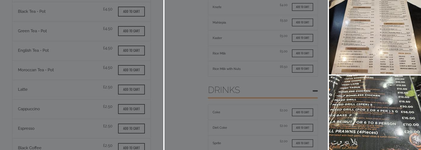 Yalla Beirut Restaurant Tower Hill Menu