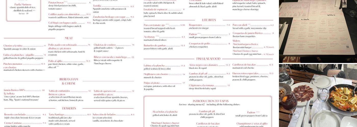 El Pirata of Mayfair - Tapas Bar Español Menu