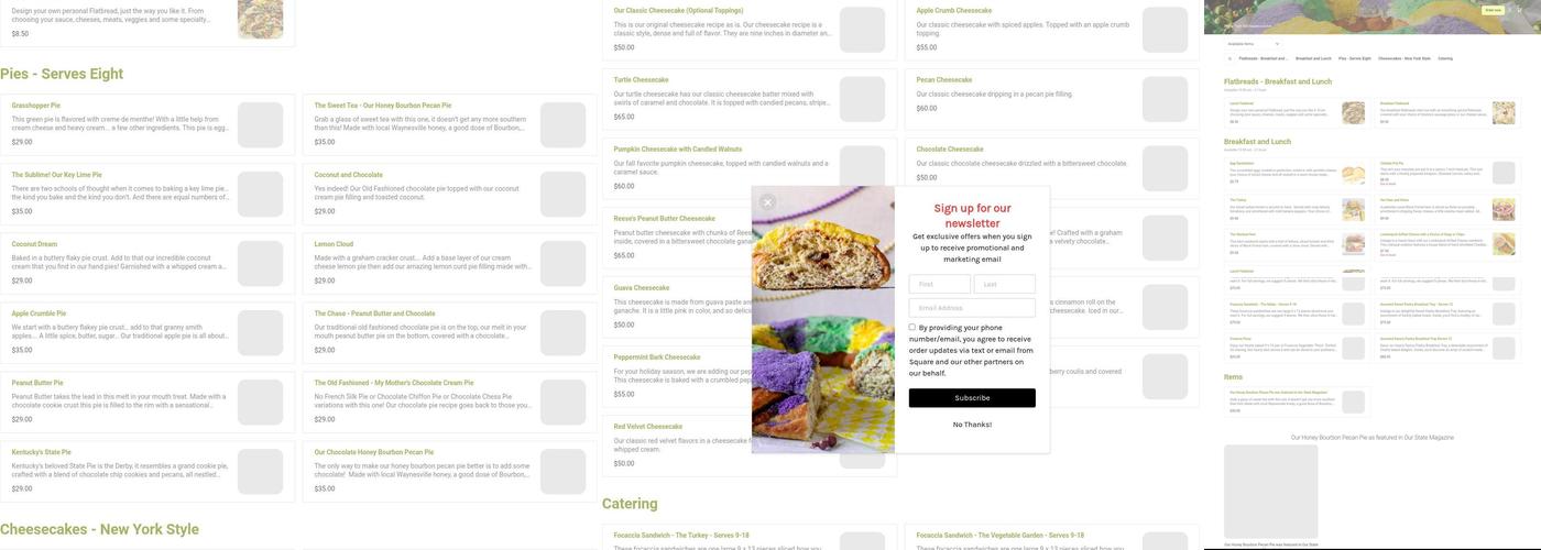Farm to Cake Bakery Menu