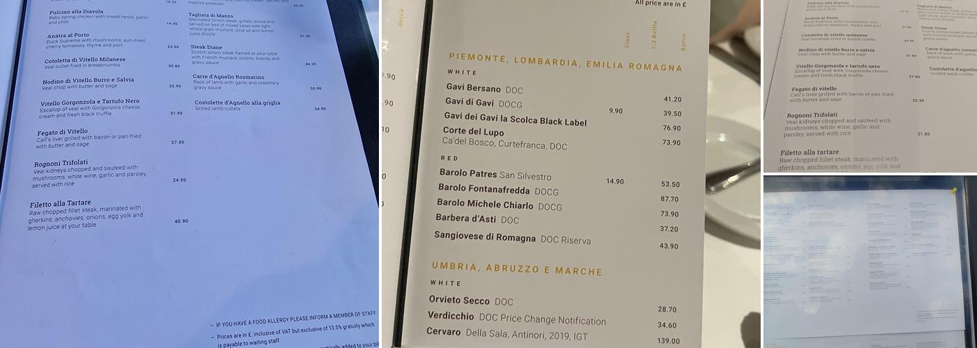 La Barca Ristorante Menu