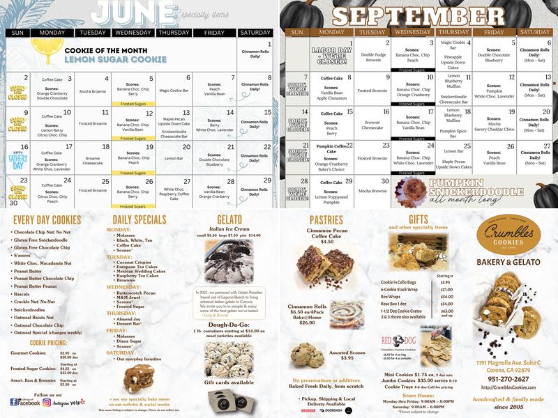 Crumbles Cookies Menu