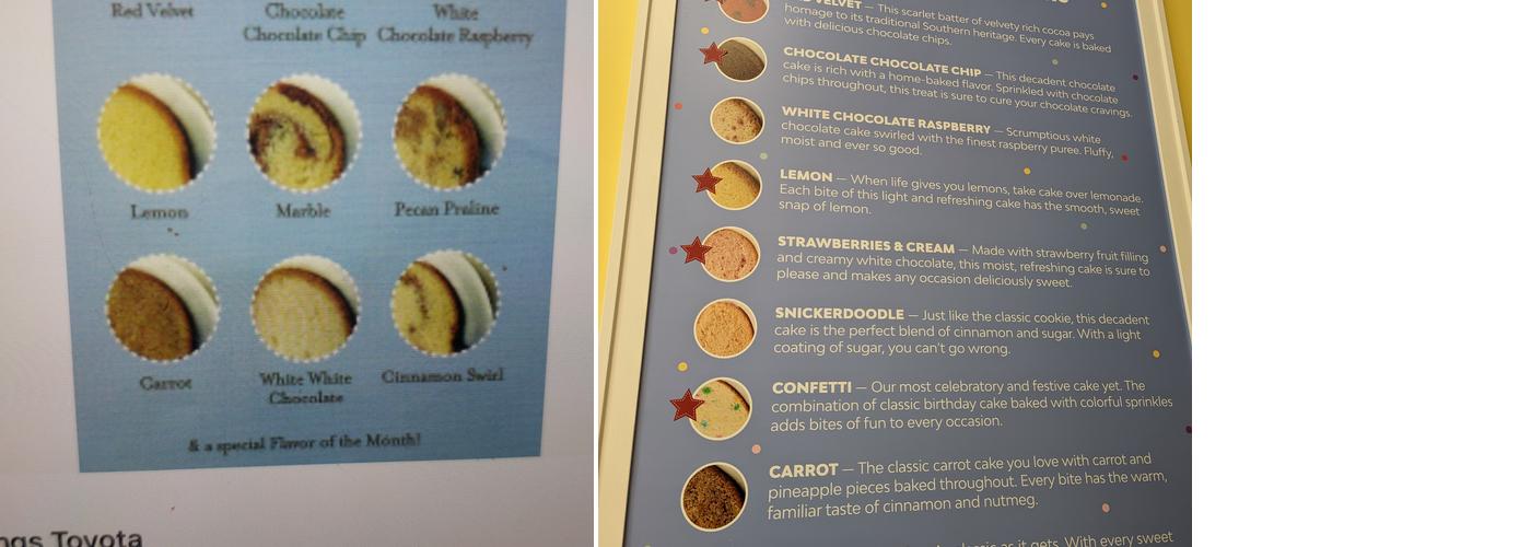 Nothing Bundt Cakes Menu