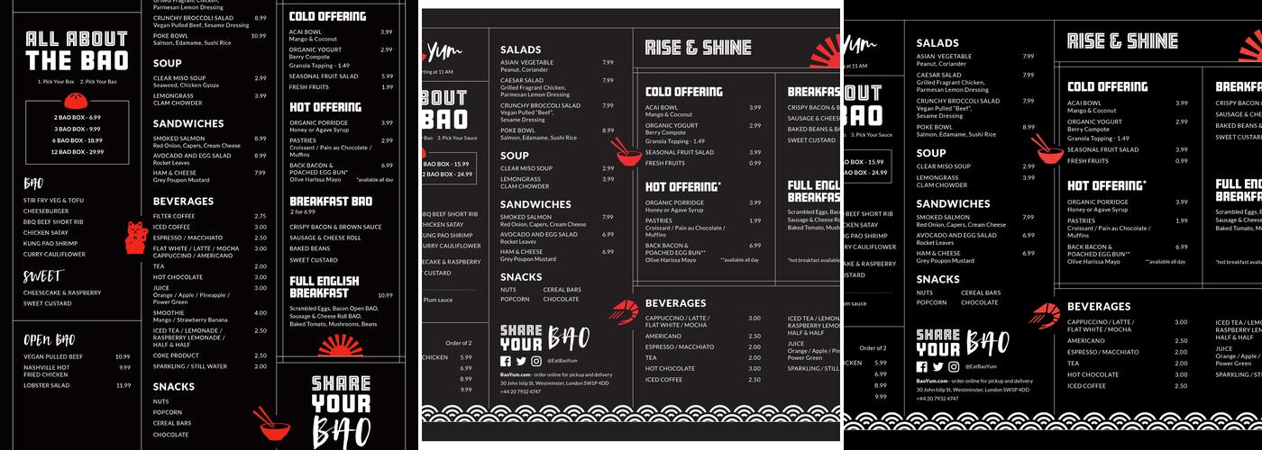 Bao Yum Menu