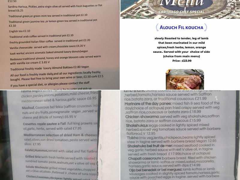 Carthago Restaurant Menu