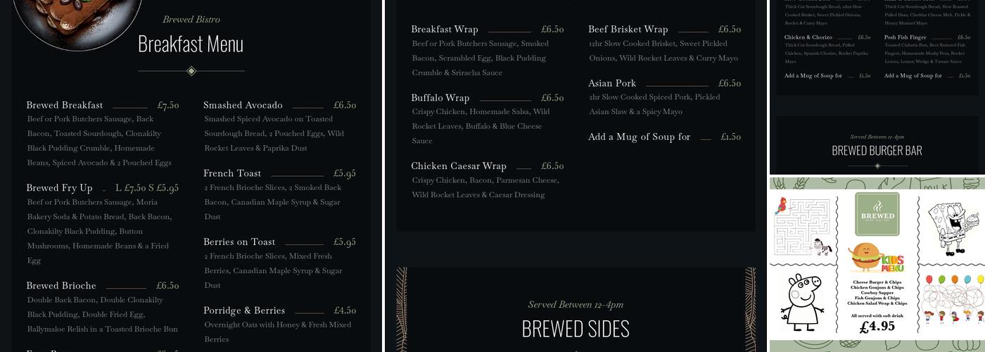 Brewed Bistro Menu