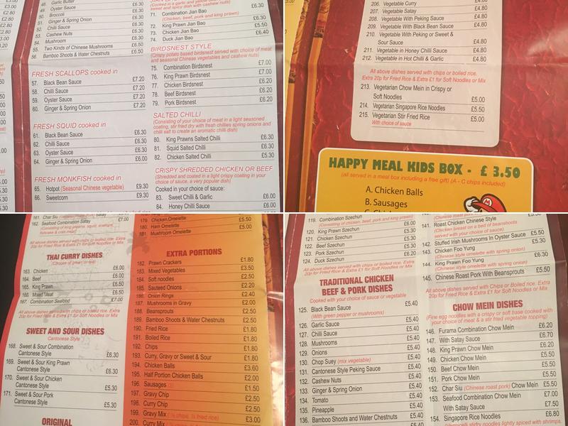 Furama Cantonese Restaurant Menu