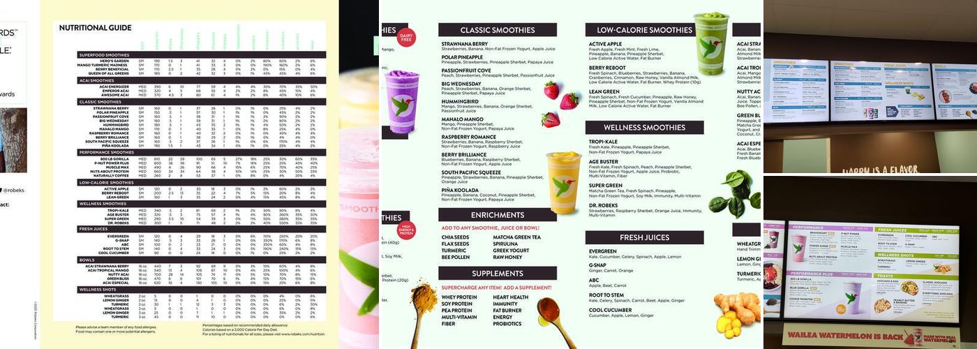 Robeks Fresh Juices & Smoothies Menu