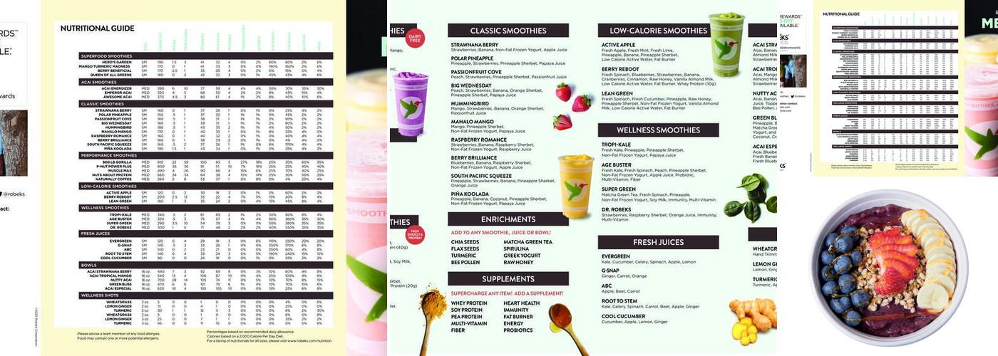 Robeks Fresh Juices & Smoothies Menu
