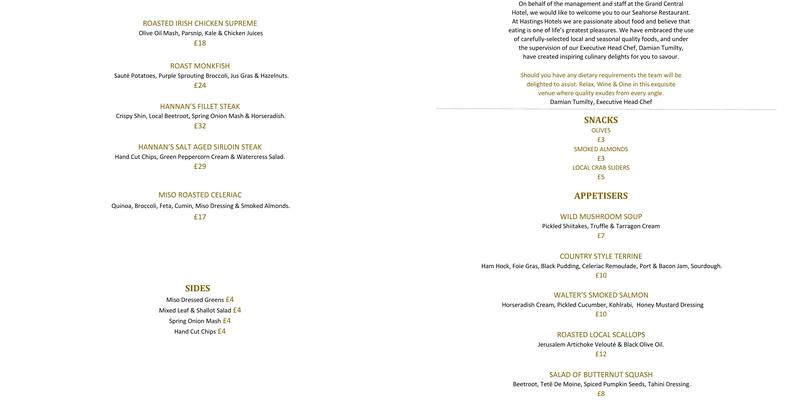 Seahorse Restaurant Menu