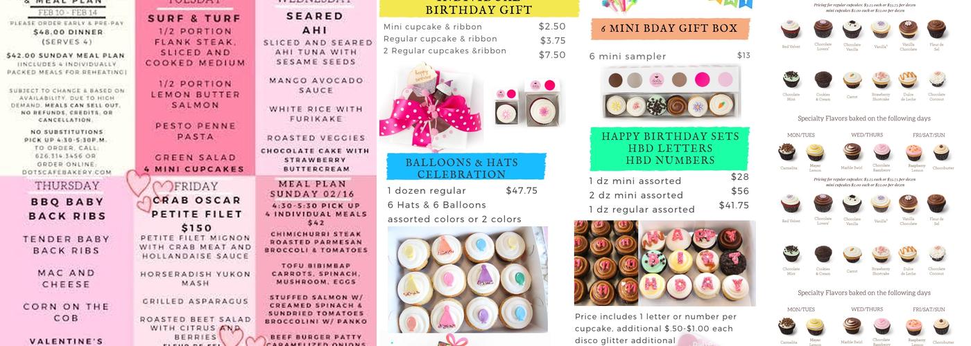 Dots Cupcakes Menu