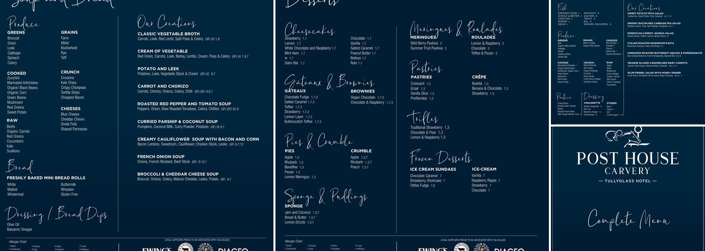 The Post House Carvey at Tullyglass Menu