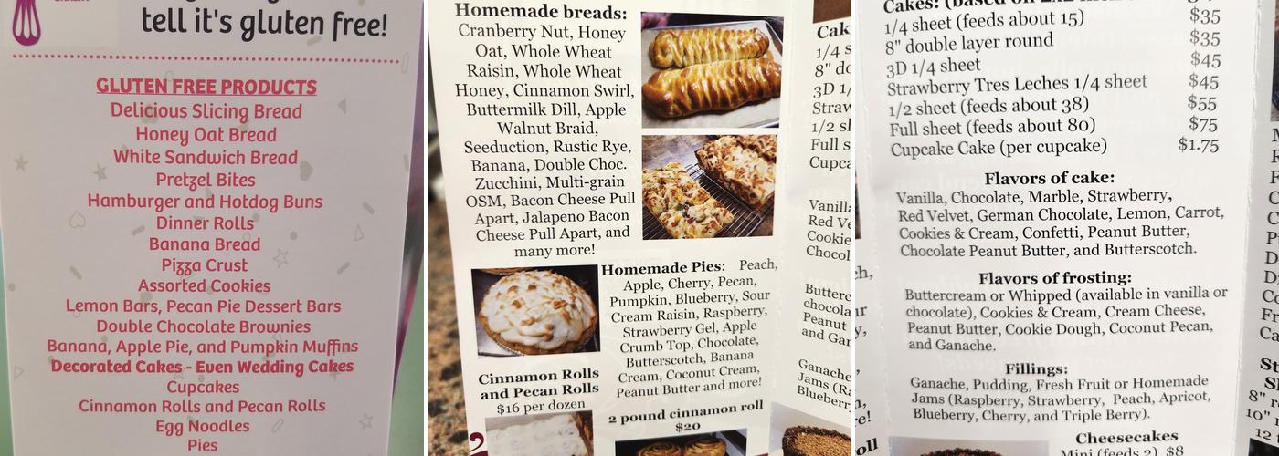 Michelle's Scrumptious Bakery Menu