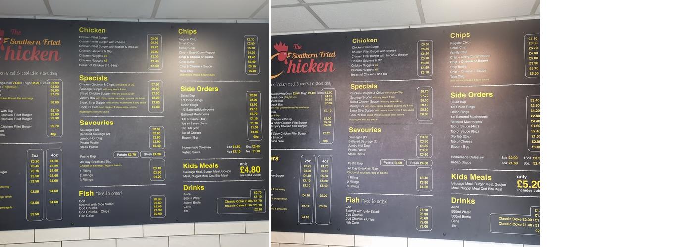 Cape Cod Ballymena Menu