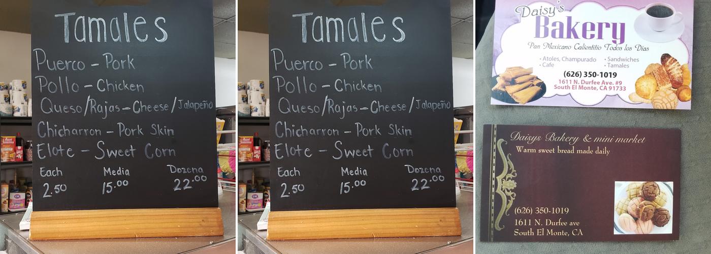 Daisy's Bakery Menu