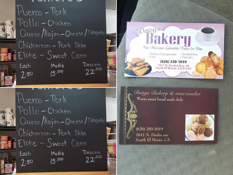 Daisy's Bakery Menu