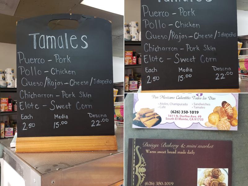 Daisy's Bakery Menu