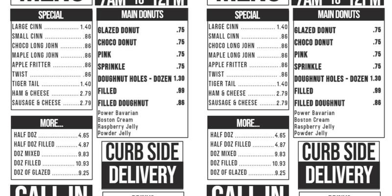 Molly's Donuts Menu