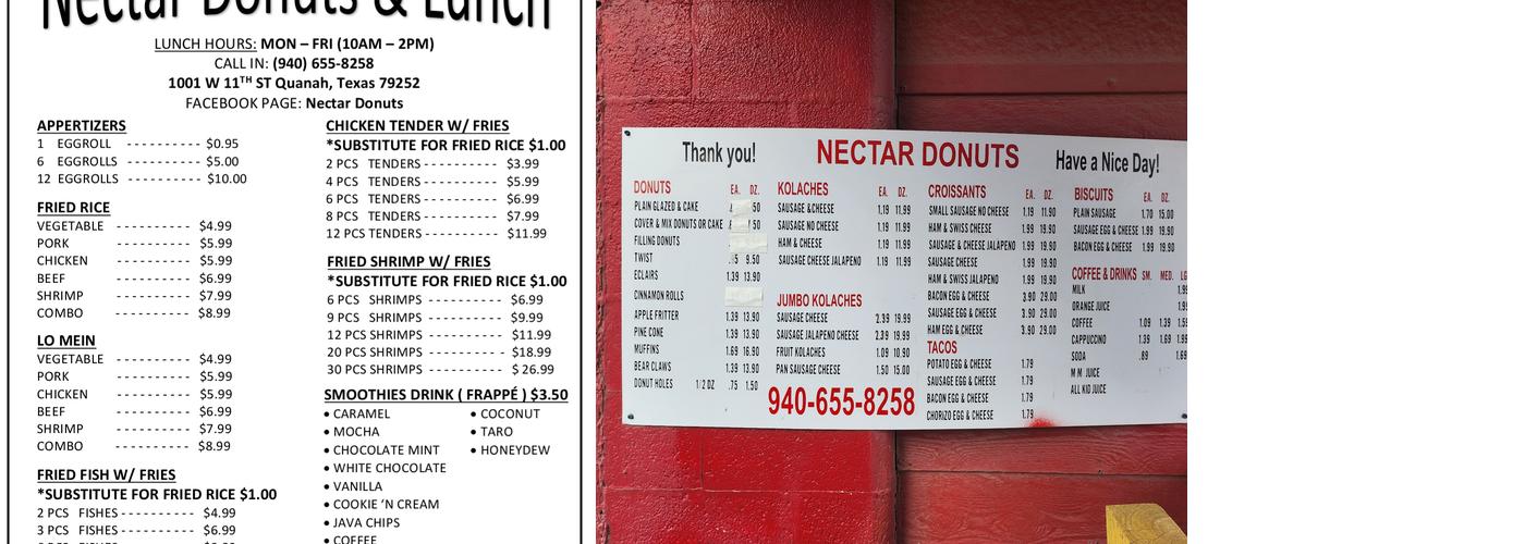 Nectar Donuts Menu