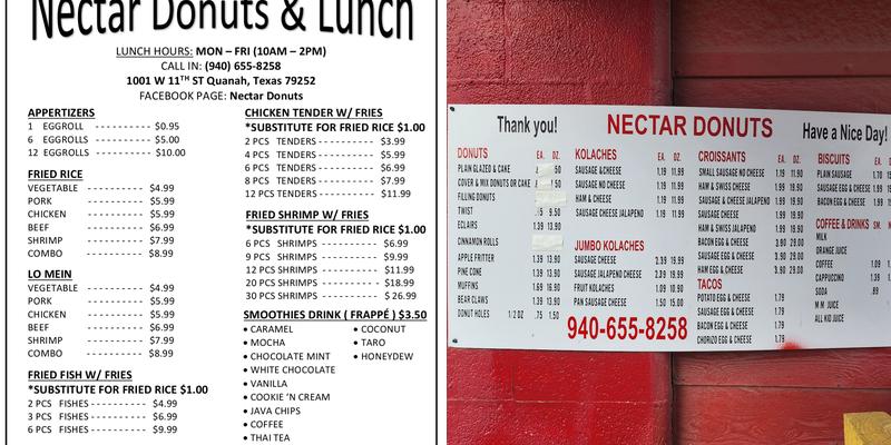 Nectar Donuts Menu
