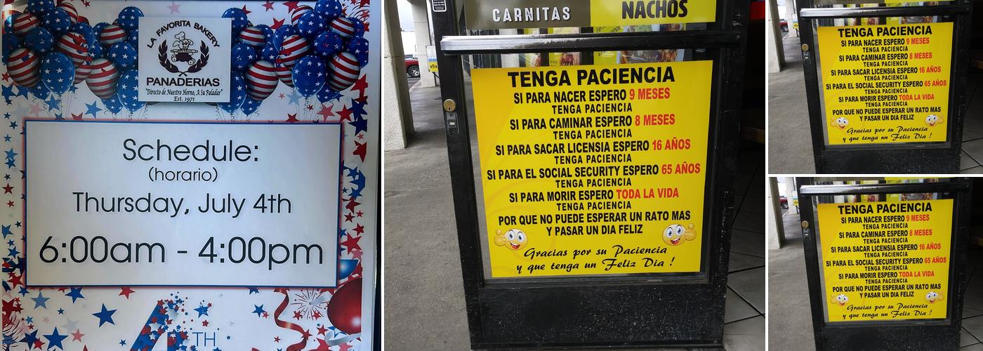 La Favorita Bakery Menu