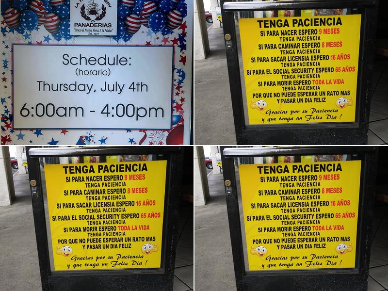 La Favorita Bakery Menu