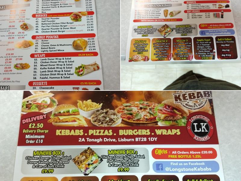 Longstone kebabs Menu