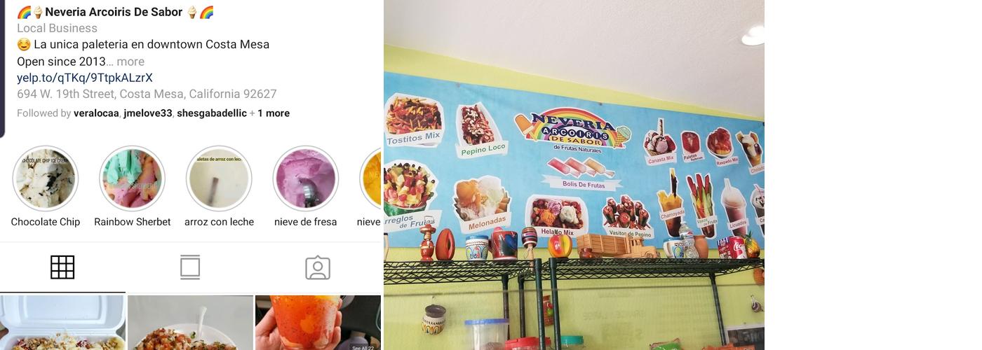 Neveria Arcoiris de Sabor Menu