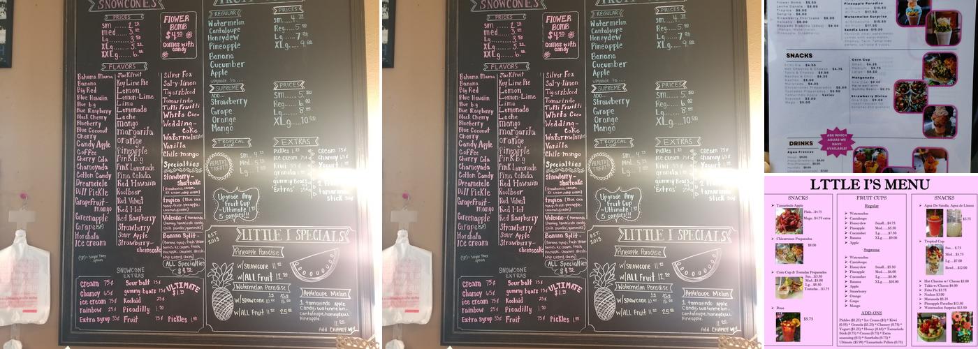 Little I's Snow Cones & Treats Menu