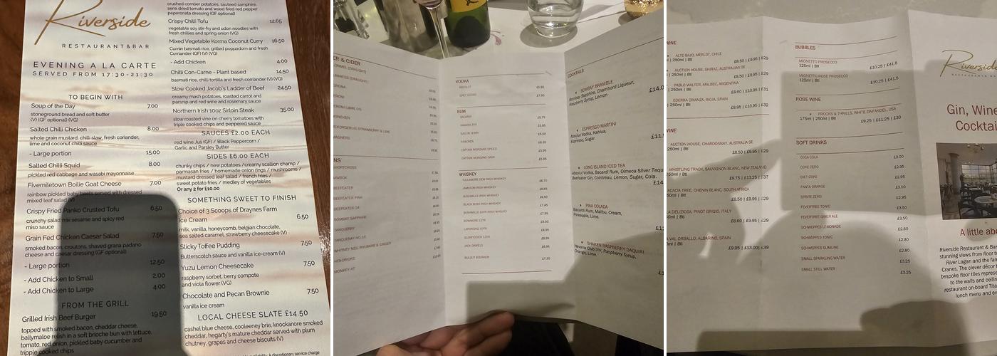Riverside Restaurant & Bar Menu