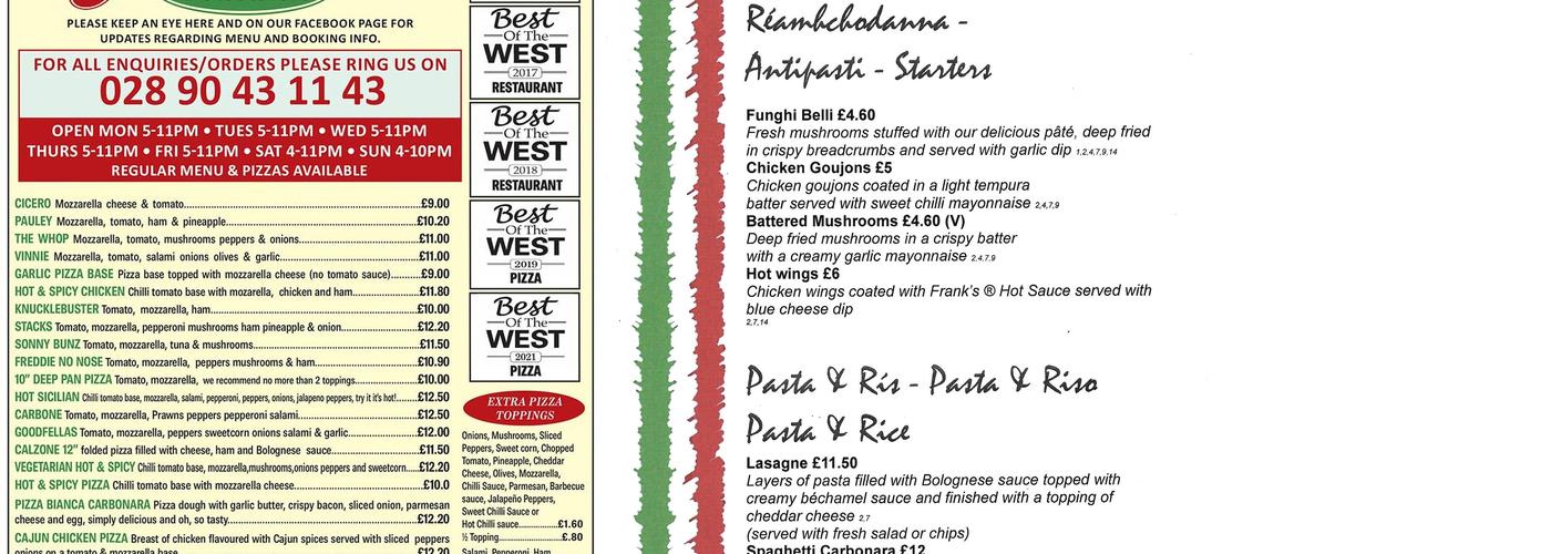 Goodfellas Restaurant Pizzeria Menu