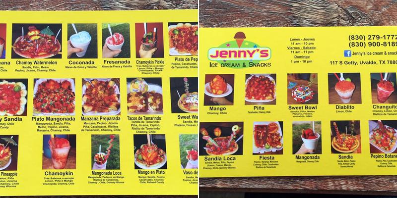 Jenny's Ice Cream & Snacks Menu
