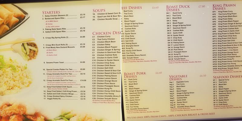Oriental Chef Menu