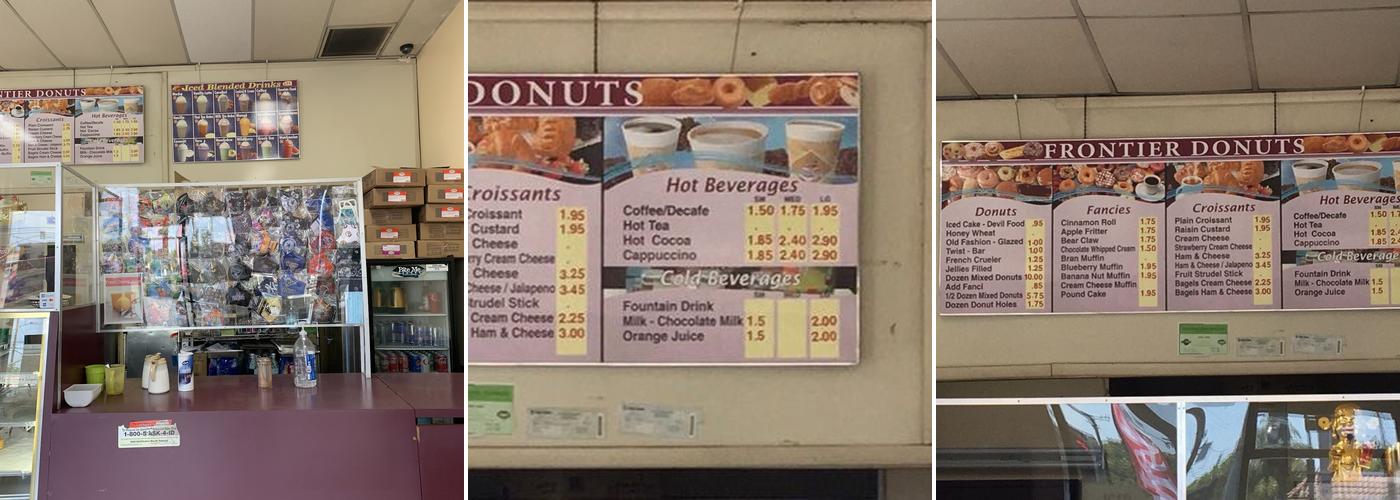 Frontier Doughnuts Menu