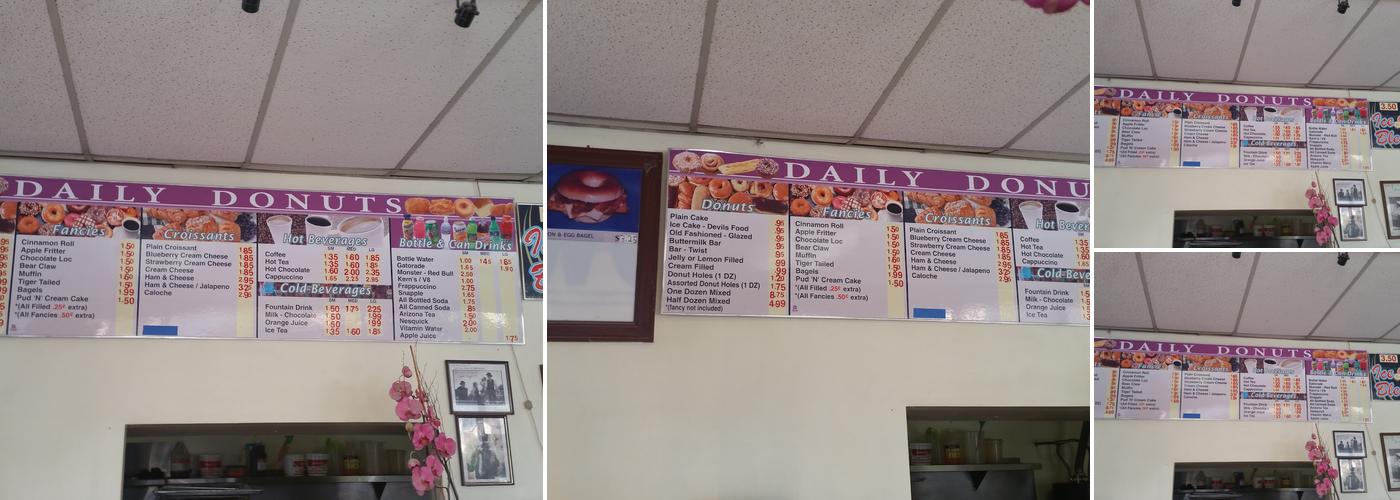 Daily Donuts Menu