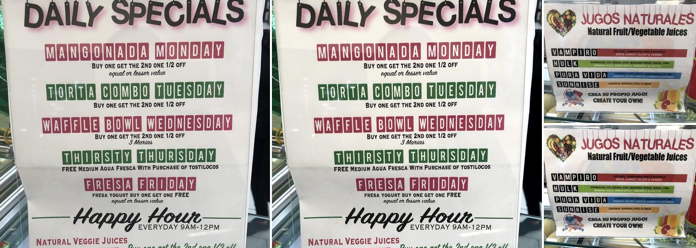 La Michoacana Premium Baldwin Park Menu