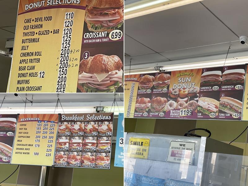 Sun's Donuts Menu