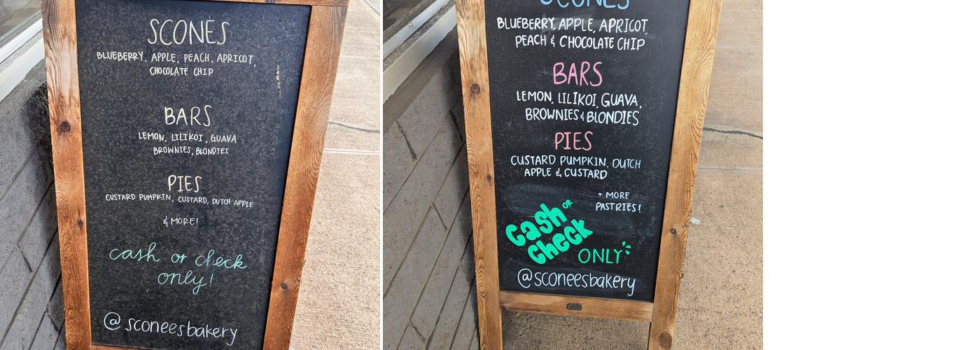 Sconees Bakery Menu