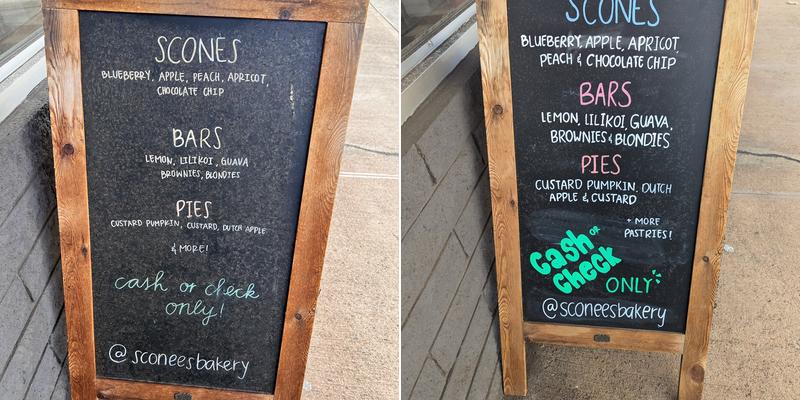 Sconees Bakery Menu