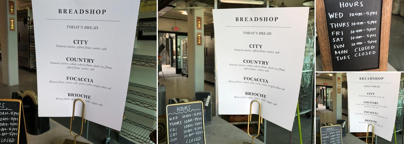 Breadshop Menu