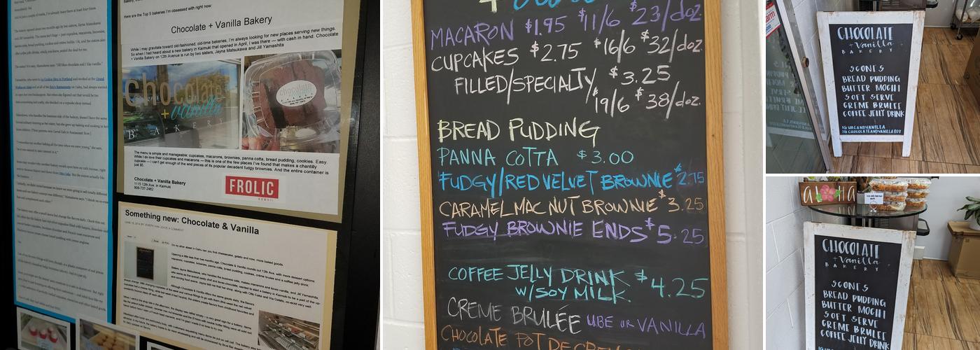 Chocolate And Vanilla Bakery Menu