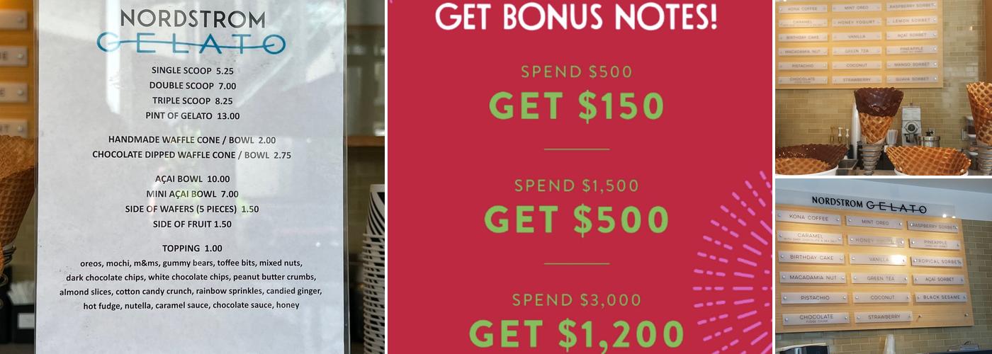Nordstrom Gelato Bar Menu
