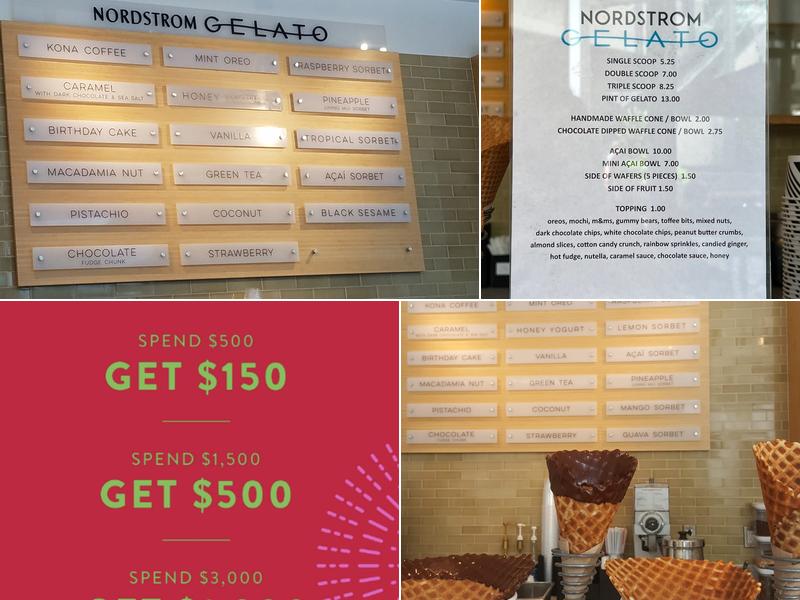 Nordstrom Gelato Bar Menu