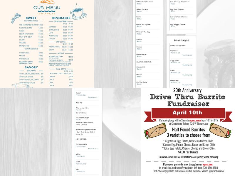 Cinnamon's Bakery Menu