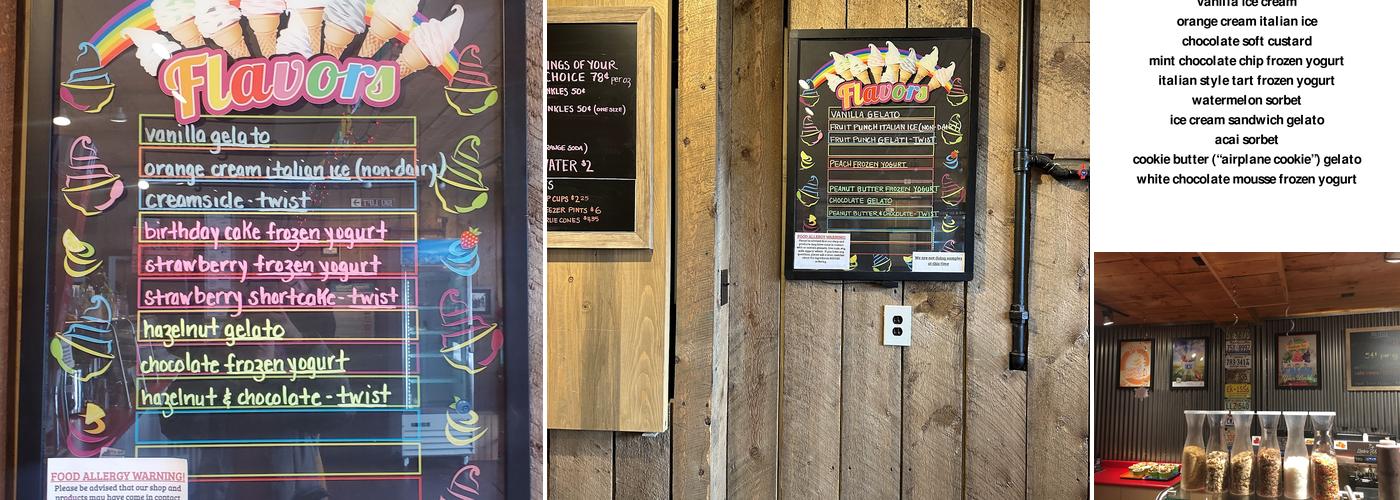 Charlie's Frozen Treat Shop Menu