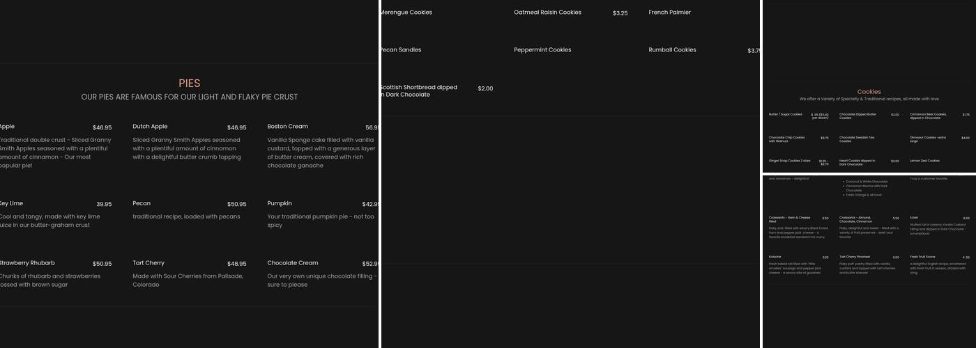 Alpine Pastries Menu