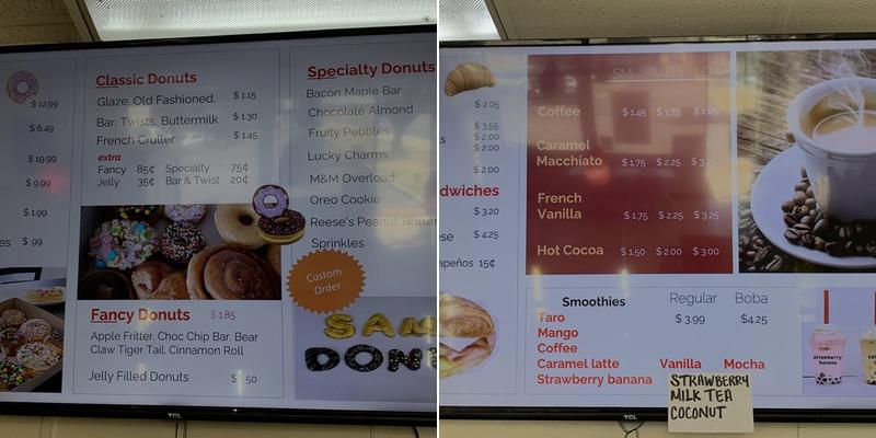 Sam's Donut Shop Menu