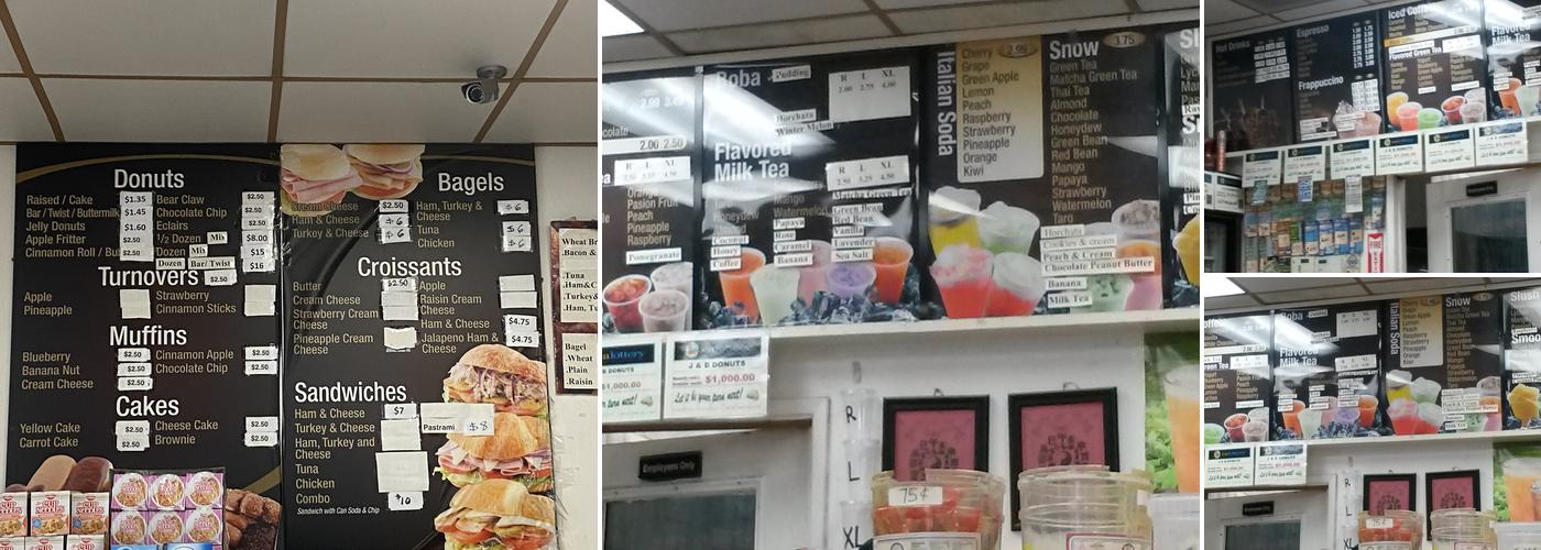J & B Donuts Menu
