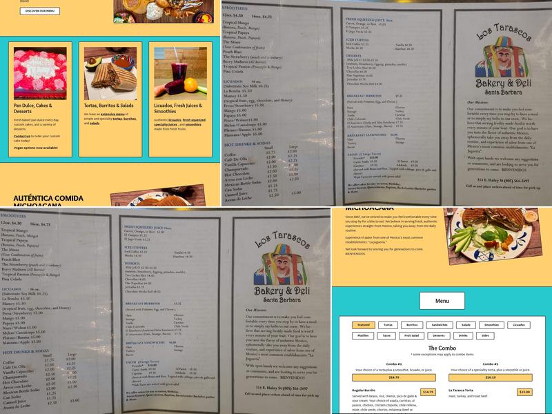 Los Tarascos Bakery and Deli Menu